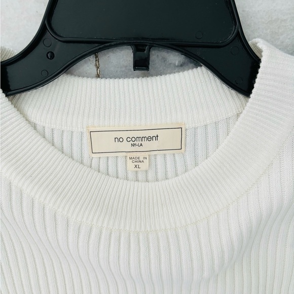 No Comment Dress Ivory Ribbed Knit Sheer Sleeve Women XL Ethereal Whimsical NWOT - Picture 8 of 8